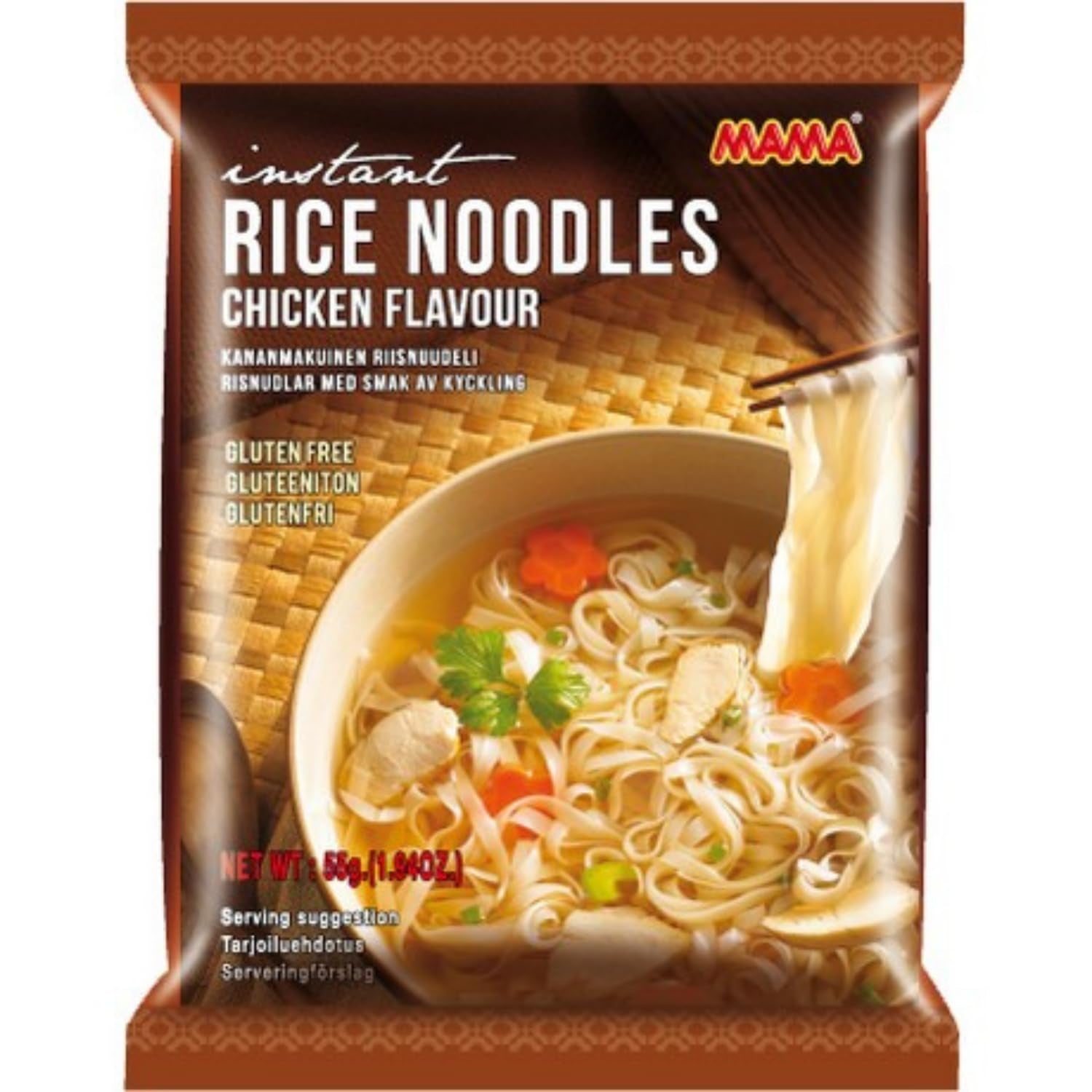 Mama Instant Rice Noodles with Vegetables - Gluten Free Instant Rice Noodles, Oriental Style - Authentic Thai Cuisine - 24 x 55g