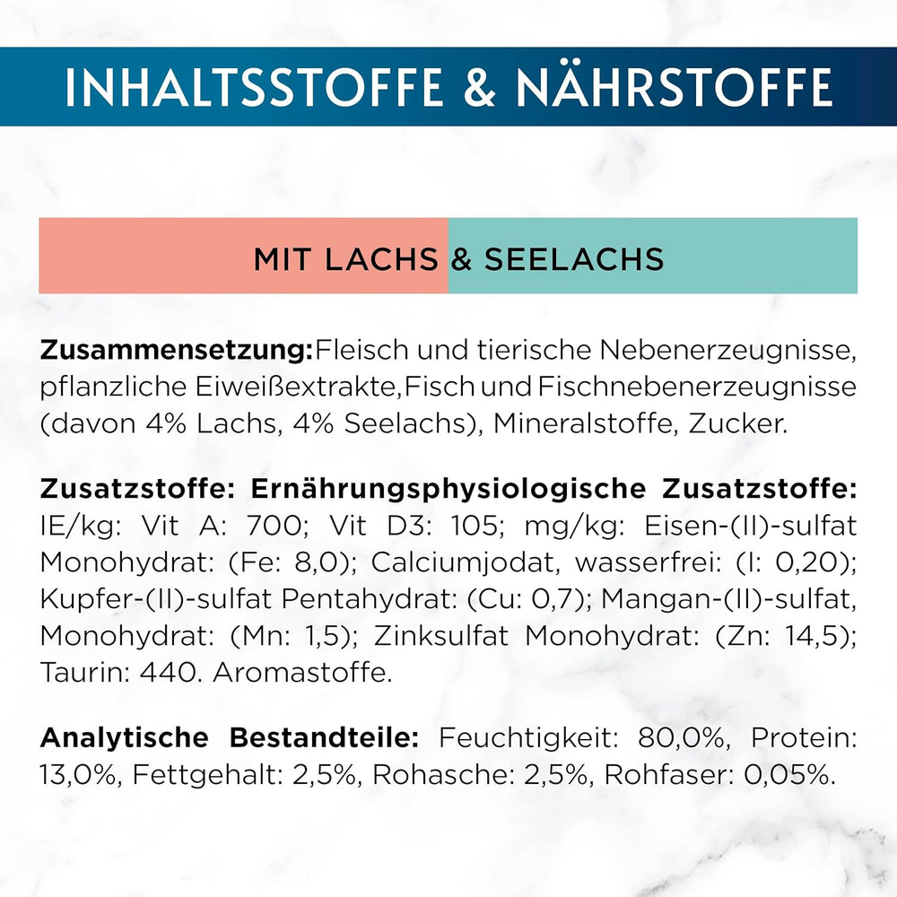 Hrană umedă pentru pisici Gourmet Perle Duetto cu somon și cod galben, pachet de 26 (26 x 85g)