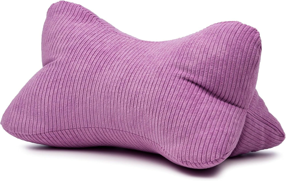 Gözze - Pernă de citit Capri, pernă de gât cu aspect fin de catifea reiată, pernă de citit și relaxare pentru gât și spate, 40 x 25 cm - Liliac