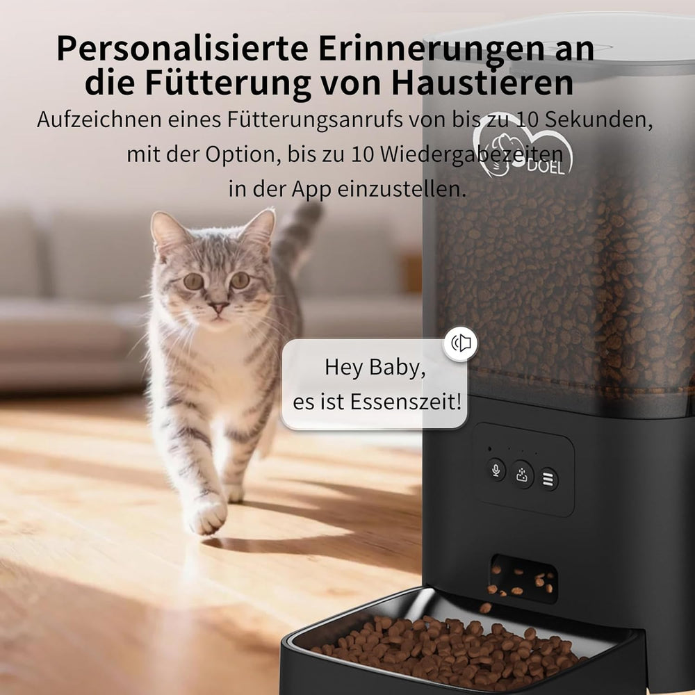 2-in-1-Automatik-Futter- und Wasserspender für Katzen, großvolumiger 6-Liter-Trockenfutterspender + 2.5-Liter-Wasserspender mit App-Steuerung, Sprachauzeichnung, zeitgesteuwerter Fütterung