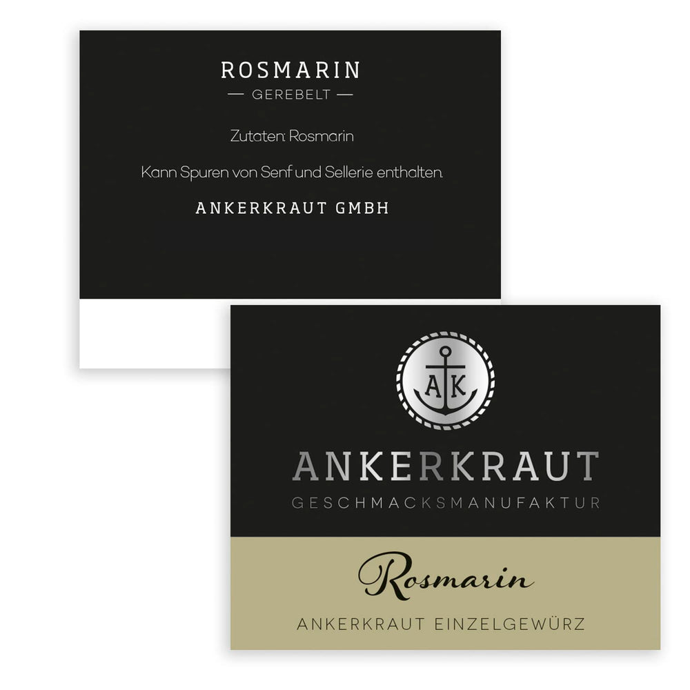 Ankerkraut Rosmarin Gewürz, gerebelt, dried, perfect for Kartoffeln, Essen mit Kartoffeln würzen, Kartoffelspalten, Wedges, Gitterkartoffeln würzen, 40g im Korkenglas
