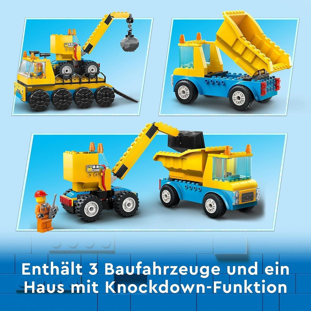 LEGO 60391 City Construction Vehicles and Wrecking Ball Crane, Excavator, Dump Truck and Transport Vehicles Toy, Educational Toy for Children 4 Years and Up Building Sets Besuche den LEGO-Store
