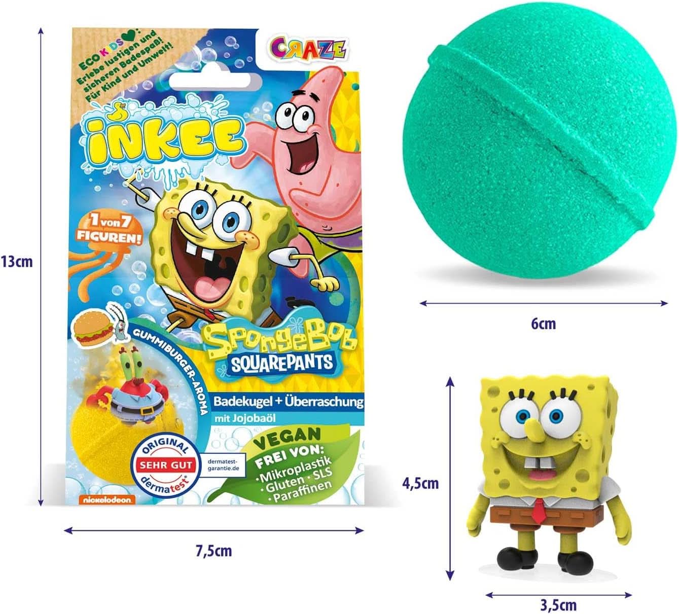 INKEE Spongebob, bomba de baie pentru copii cu surpriză, Spongebob Squarepants de colecționat, 80 grame Naty Shop
