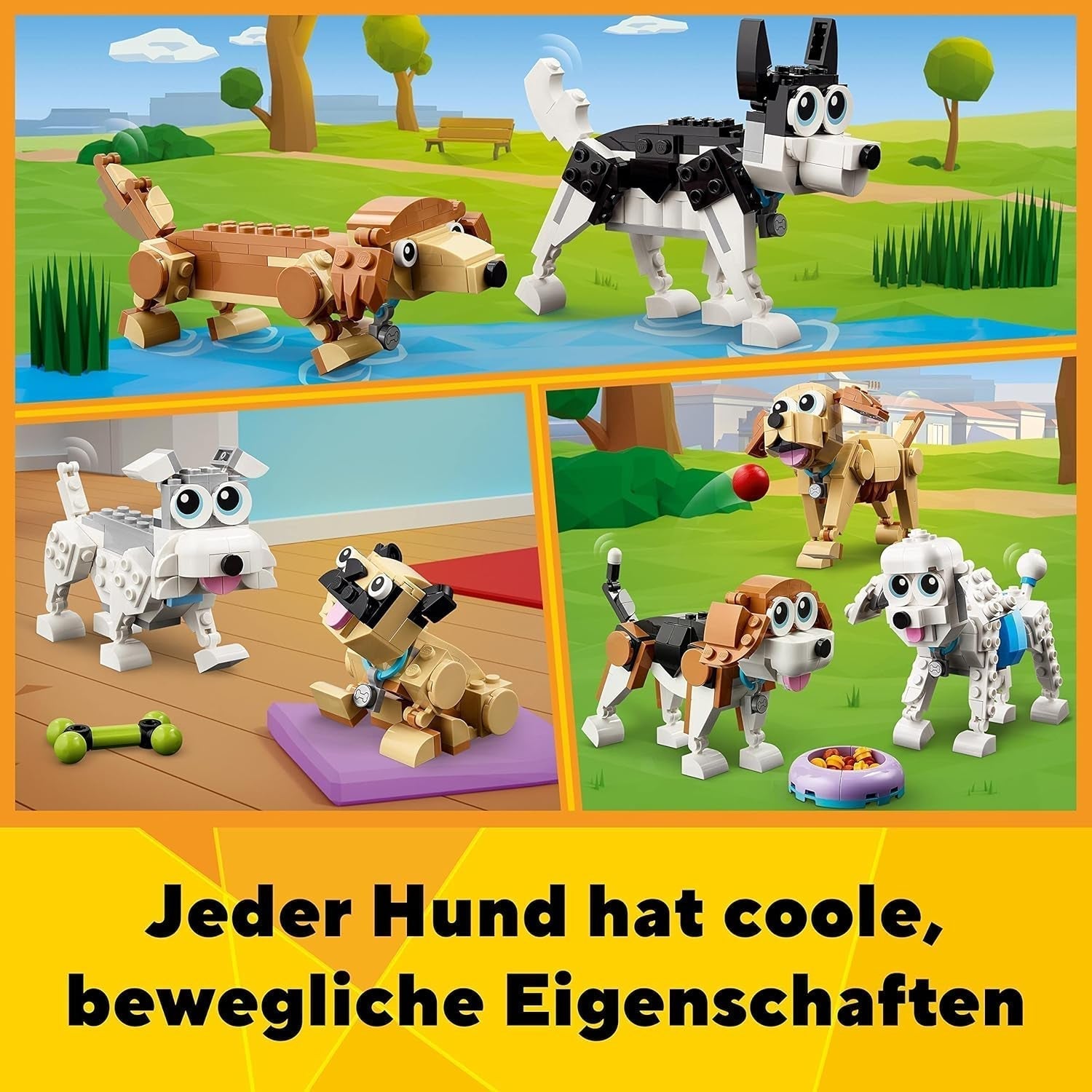 LEGO 31137 Creator 3In1 Cute Dog Set with Animal Figures Dachshund, Pug, Poodle and More, Toy for Kids 7+, Gift for Dog Lovers Building Sets Besuche den LEGO-Store
