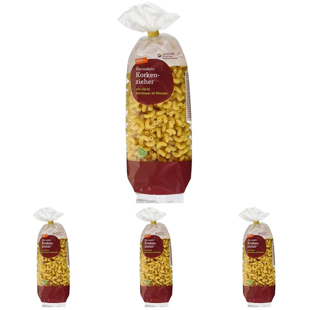 tegut... Noodles with egg, corkscrew, 1 x 500 g