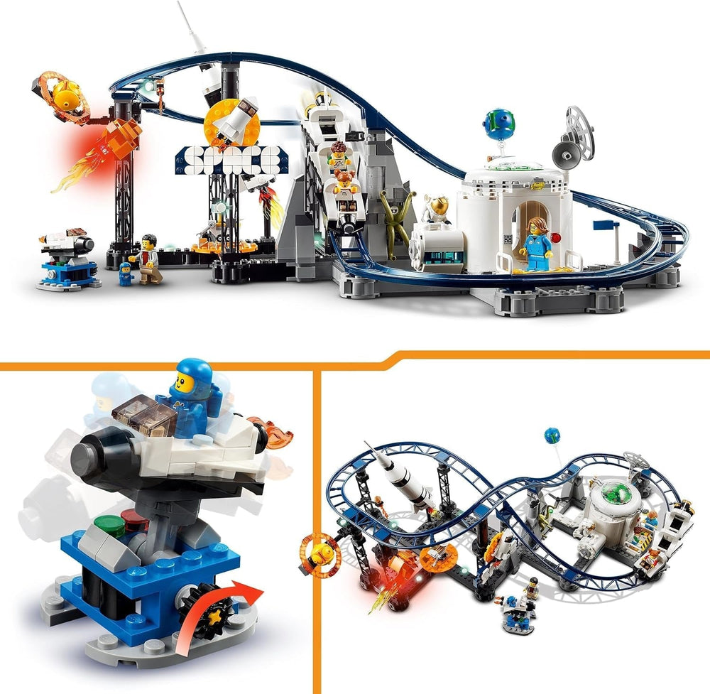 LEGO 31142 Creator 3-In-1 Space Rollercoaster Toy Kit for Kids with Working Carts, Converts to a Freefall Tower or Carousel with Rockets and Glowing Bricks Building Sets Besuche den LEGO-Store
