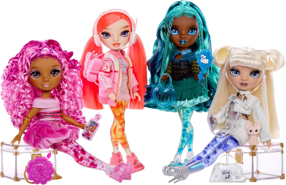 Păpușa Rainbow High Sparkle & Shine - Misty - Păpușă la modă de 28 cm cu păr turcoaz și bule magice în picioare, colorată, pentru coafat și joacă, articol de colecție, pentru copii de la 4 la 12 ani