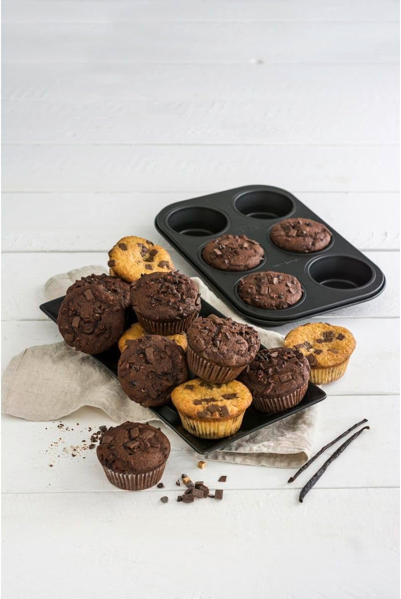 Zenker 6Er Muffinform Black Metallic, 275X190X30 Mm, Teflon Classic Antihaftbeschichtung, Hitzebeständig Bis 230°C, Leichte Reinigung, Ideal Für Köstliche Muffins Molds and baking trays Naty Shop