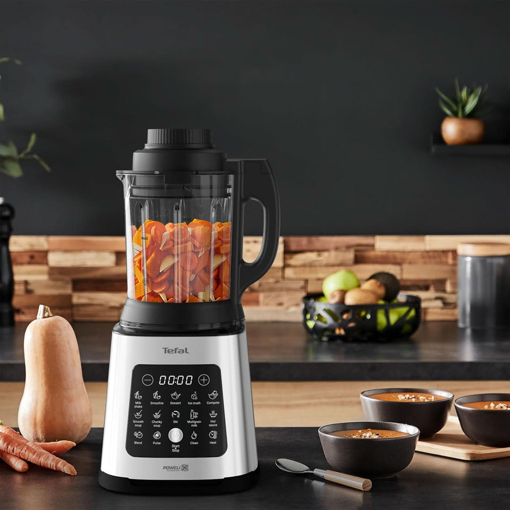 Tefal Perfectmix Cook Hochgeschwindigkeits-Standmixer, Mit Kochfunktion, 10 Auto-Programme, Heiße Und Kalte Rezepte, Abnehmbare Klingen, Inkl. Dampfkorb, Silber/Schwarz, BL83SD30 Kitchen Naty Shop