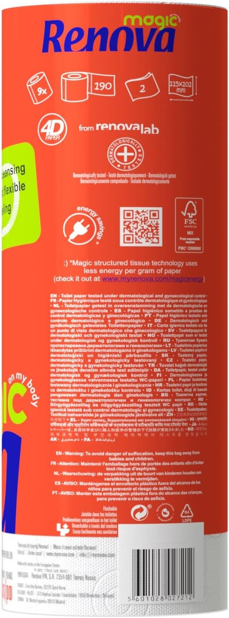 Hârtie igienică Renova, 7 pachete cu 9 role - 63 de role în total