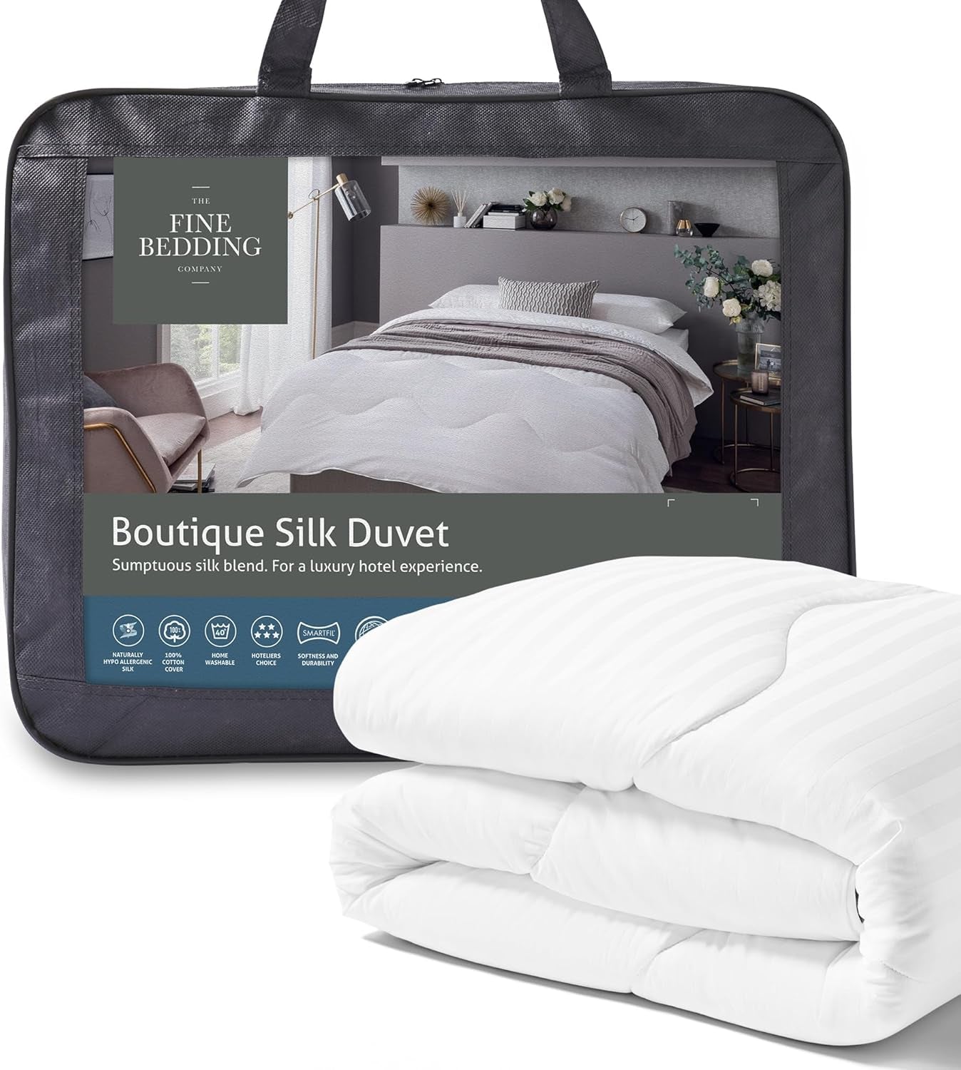 Boutique Silk Comforter Luxury Bedding Machine Washable (13.5 Tog Double Bed) Naty Shop Comforters and Duvets 13.5 Tog Double Bed