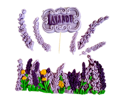 Set 7 decoratiuni comestibile din pasta de zahar, Lavanda Decoratiuni din Pasta de Zahar Naty Shop