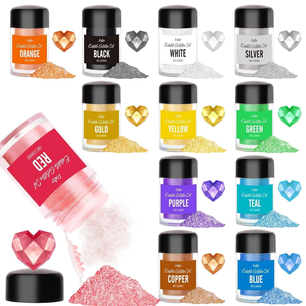 Glitter comestibil, 10 grame, diverse culori Glitter Naty Shop Set 12 culori