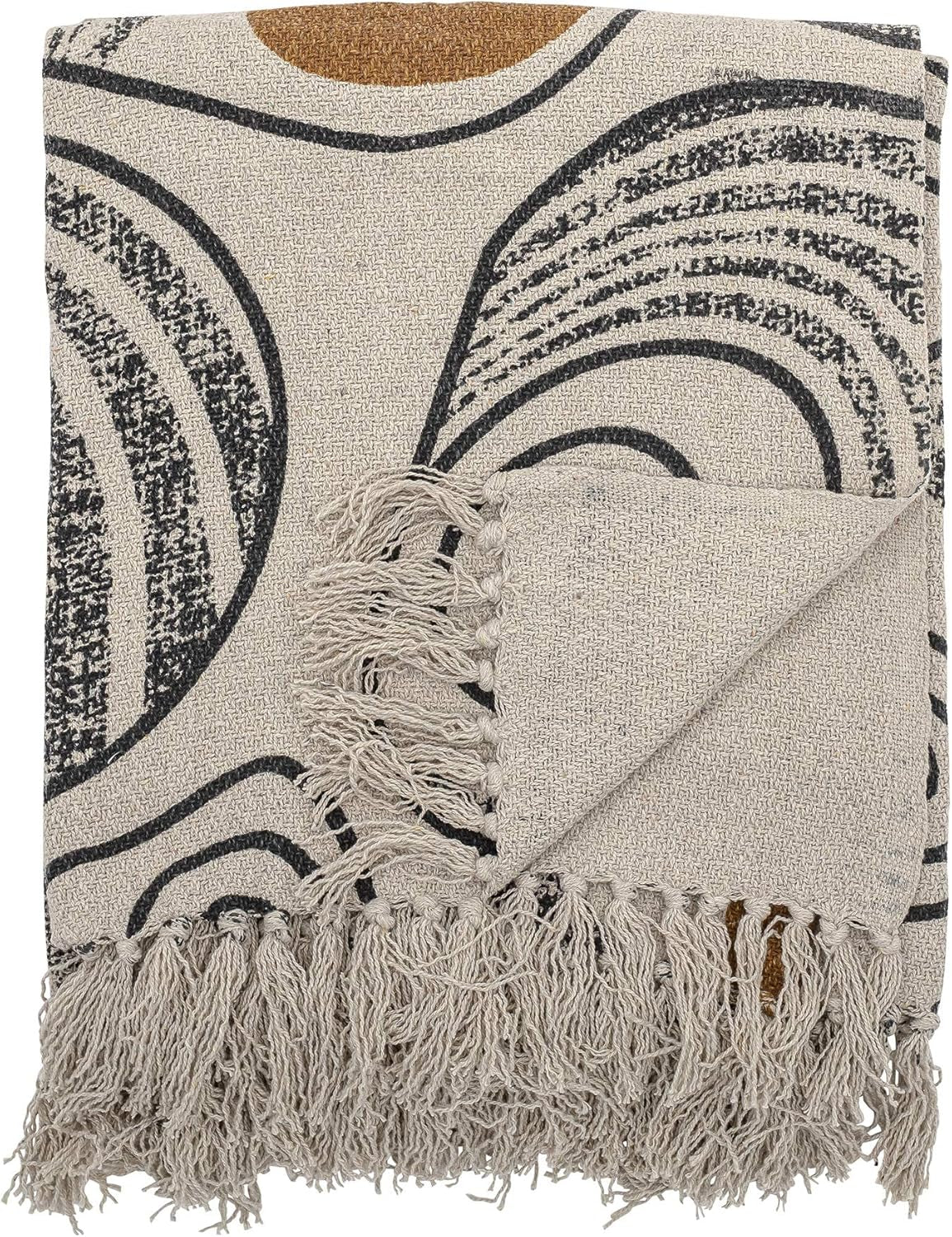 Bloomingville bedspread, black, cotton, 160cm Beds and Blankets Bloomingville Natura 160cm