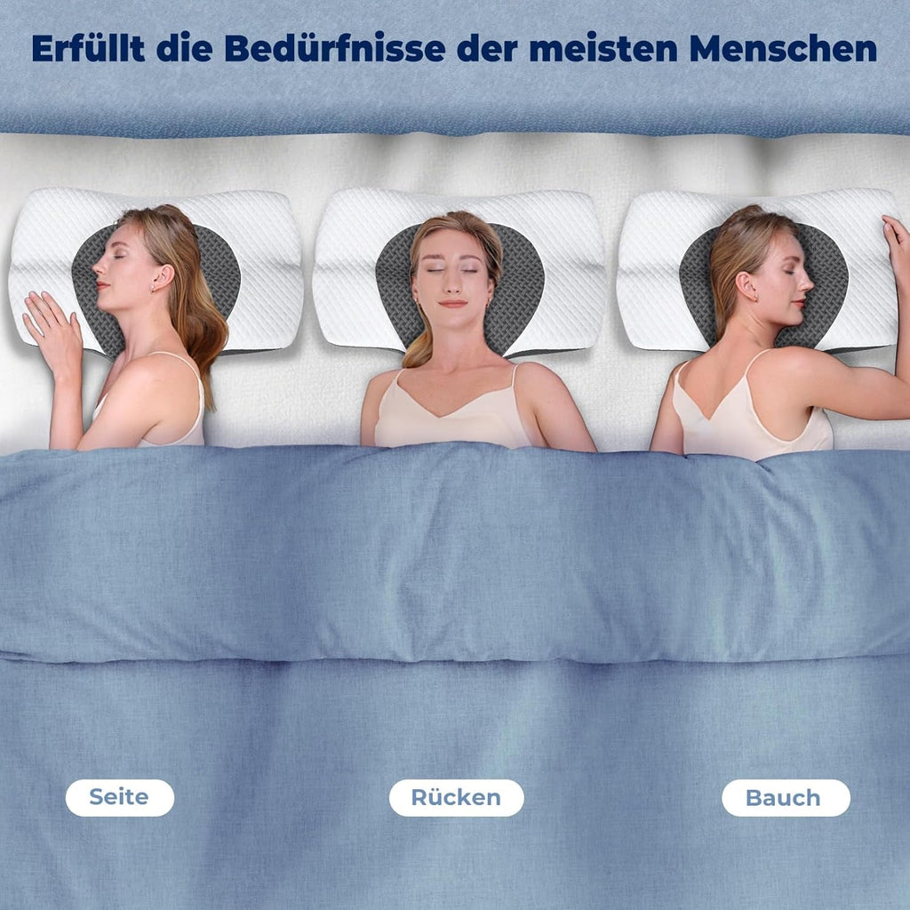 SAHEYER pernă ortopedică pernă de susținere a gâtului pernă pentru cap, pernă ergonomică pentru gât pernă pentru dormit lateral 60 X 40 X 13/11 cm pernă din spumă cu memorie pentru dormit lateral, spate și stomac Perne ortopedice cervicale Naty Shop