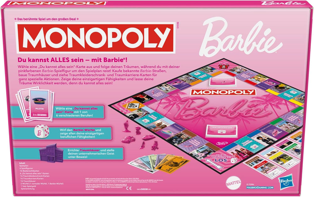 Barbie Edition, the classic board game inspired by Barbie's dream world and her adventures, is an original game for children and teenagers.