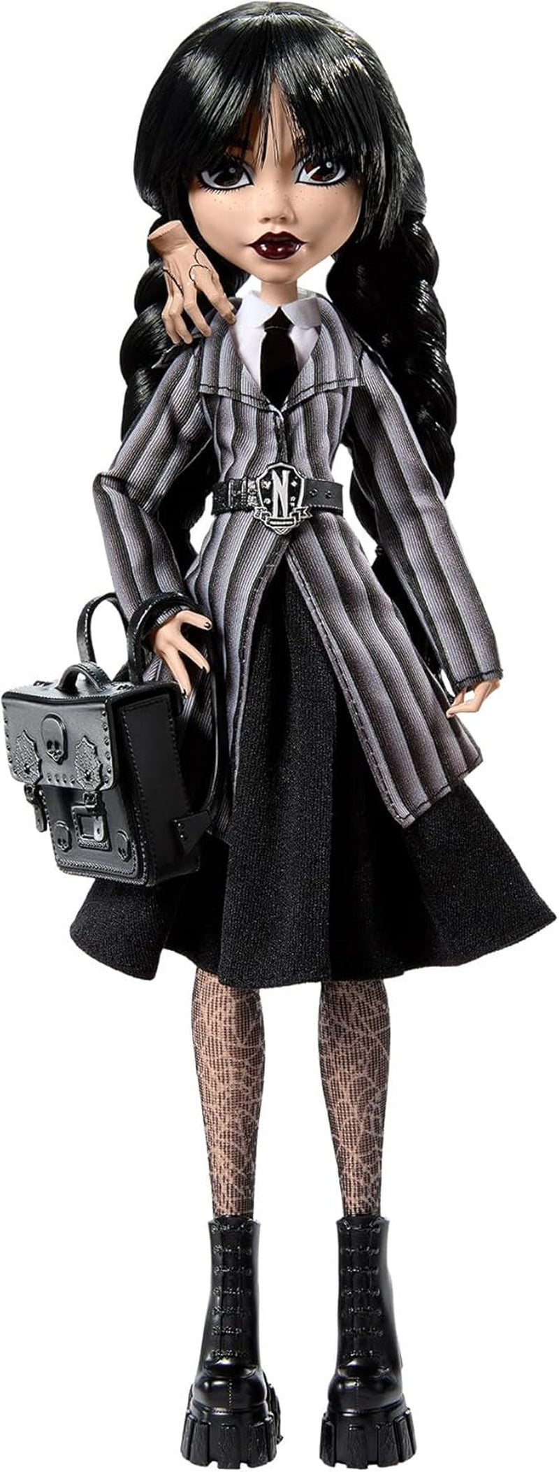 Monster High Wednesday Doll and Accessories Wednesday Addams Collectible Figure in Nevermore Academy Uniform with Icy Cold Hand and Backpack Doll Stand HXJ04 Naty Shop Dolls