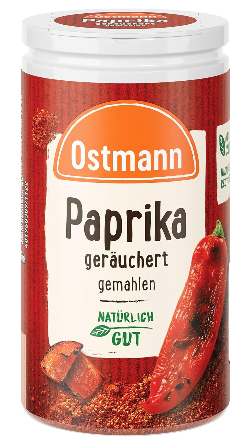 Ostmann Gewürze - Paprika geräuchert | Rauchiges Aroma für Bratkartoffeln, Gulasch oder Rührei | 35 g in Der Streudose