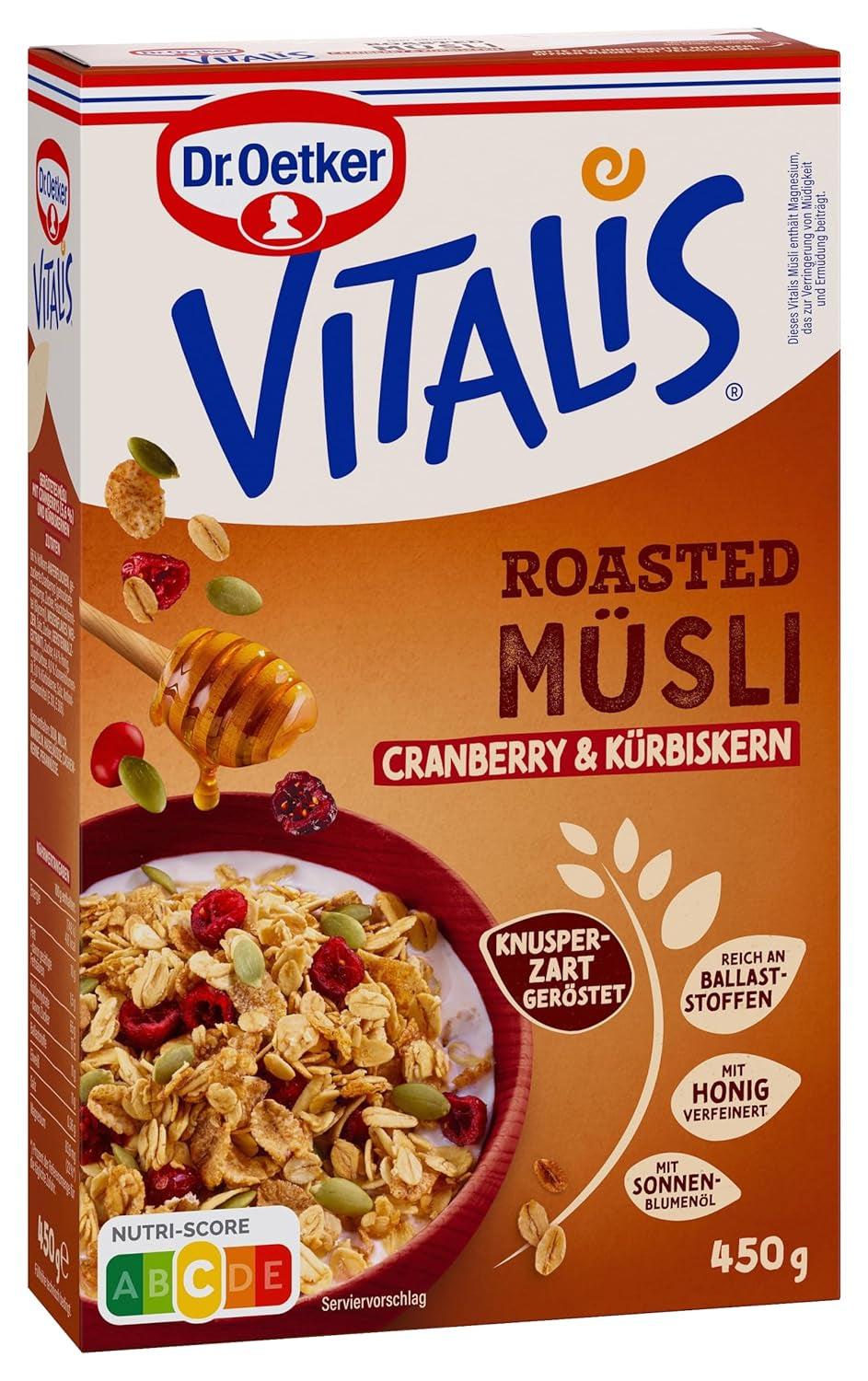 Dr. Oetker Vitalis Toasted Muesli with Cranberries and Pumpkin Seeds: Toasted Muesli with Dried Cranberries, Pack of 8 (8 x 501g)
