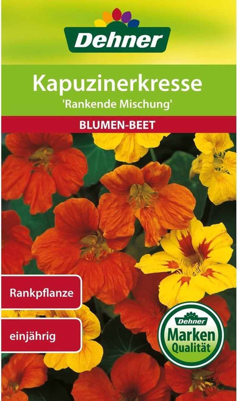 Dehner Blumen-Saatgut, Kapuzinerkresse, "Rankende Mischung", 5Er Pack (5 X 10 G)