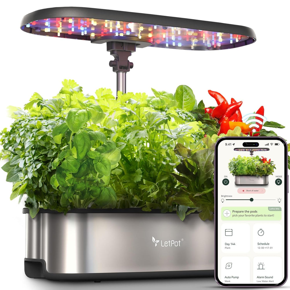 Kit sistem de creștere hidroponică LPH-Max, 21 de capsule, aplicație și WiFi, controlat automat, grădină inteligentă de interior cu lumină LED de 36W, kit de udare automată prin picurare, îngrijire autogestionată