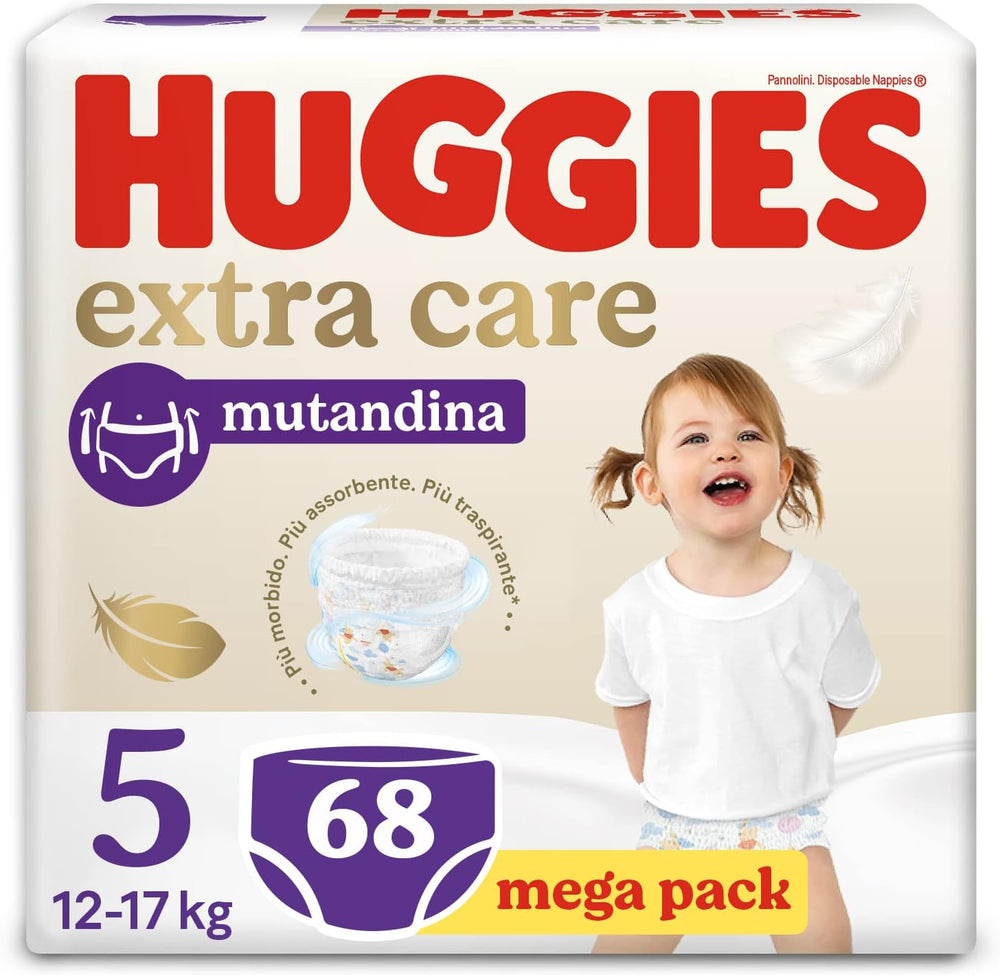 Huggies Extra Care diapers, ultra absorbent, size 5 (12-17 kg), 68 pieces