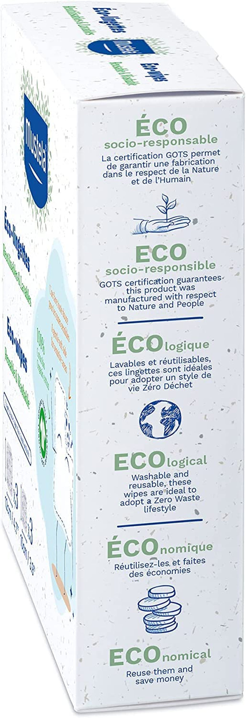 100% GOTS Cotton Reusable Body & Makeup Diapers for Babies & the Whole Family - Cleans Skin & Absorbs Dirt, Suitable for Sensitive Skin (6 Pack)