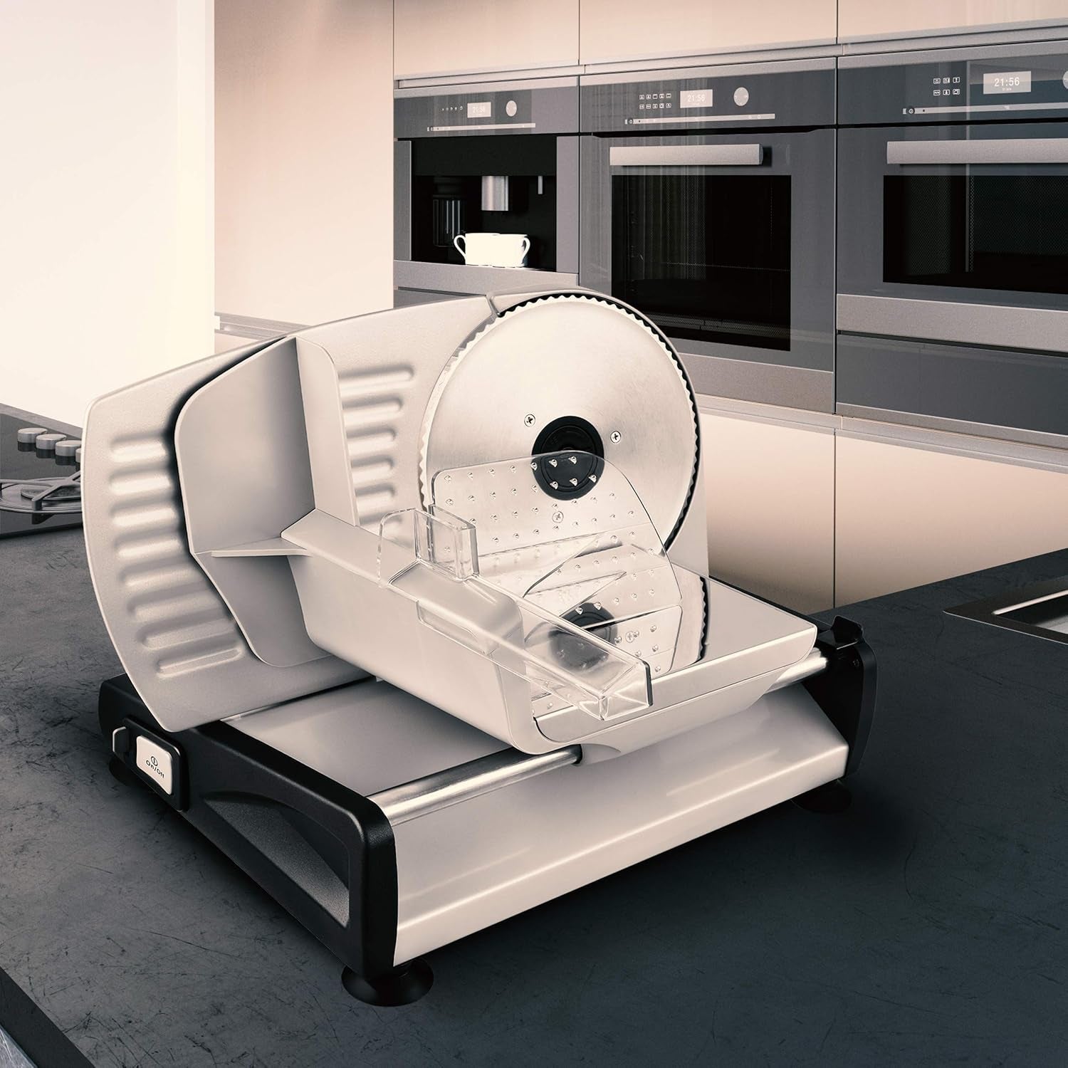 Come on! Universal electric slicer, stainless steel, 19 cm stainless steel blade, control of cutting thickness up to 15 mm, 150 W Shredders and Slicers Naty Shop