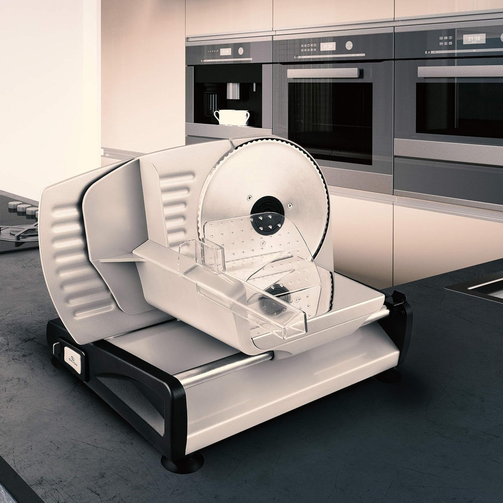 Come on! Universal electric slicer, stainless steel, 19 cm stainless steel blade, control of cutting thickness up to 15 mm, 150 W Shredders and Slicers Naty Shop