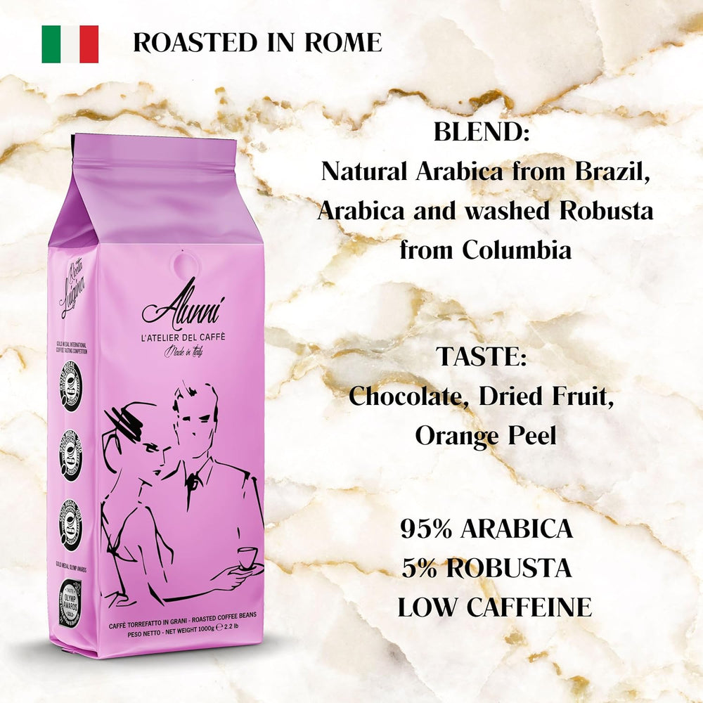 Ganze Kaffeebohnen, mittelgeröstet, Espresso, beste Crema, 1 kg, authentisch italienisch, Premium-Qualität, überlegenes Aroma in allen Kaffeemaschinen, blaues Etikett, 20 % Arabisch, 80 % Robusta,
