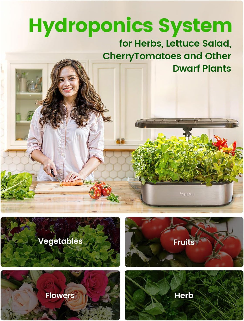 LPH-SE WiFi Hydroponic Grow System, 12 Pot Indoor Smart Herb Garden Kit, Indoor Garden with 24W LED Grow Light, 5.5L Water Tank, Pumping System, Auto Timer