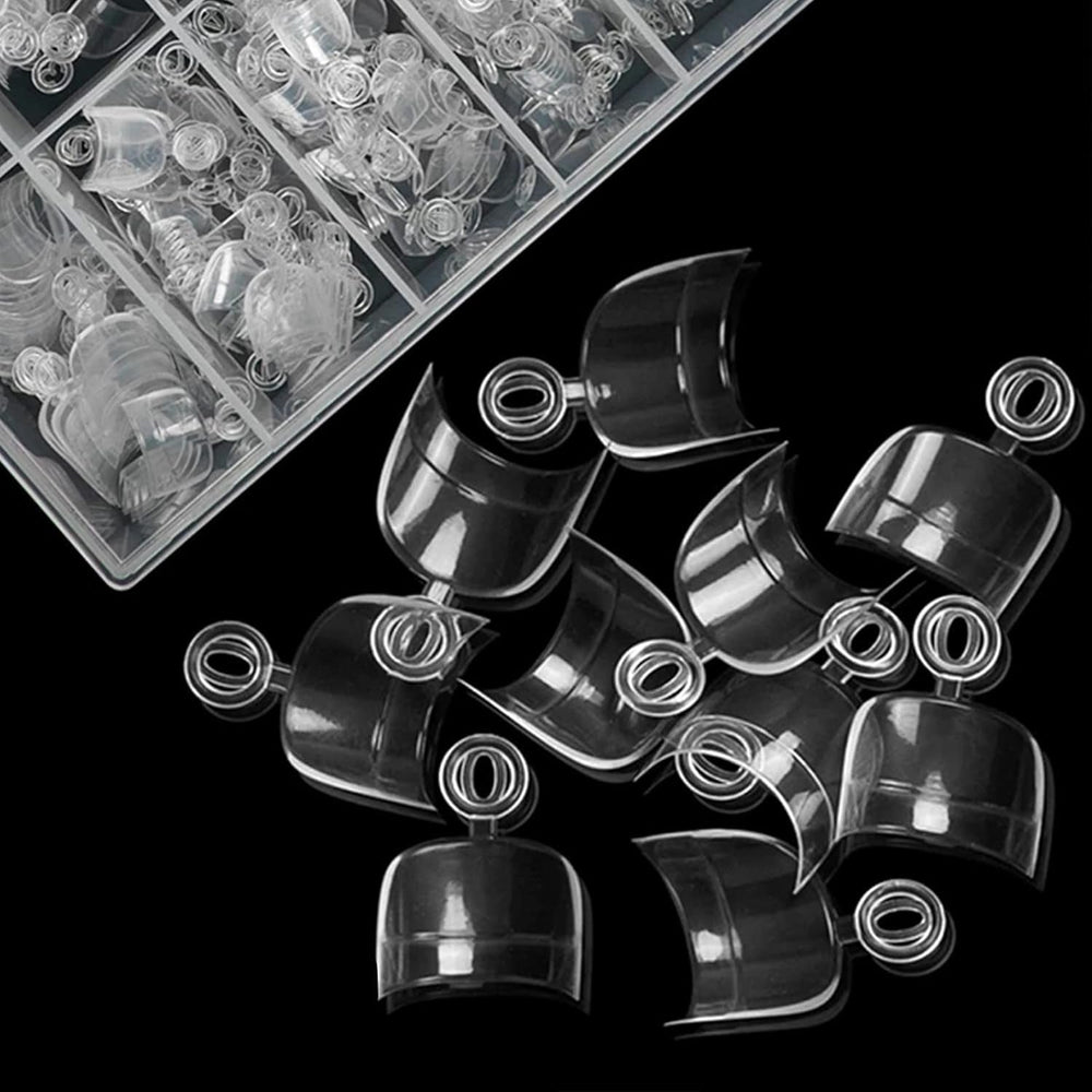 600 de bucăți unghii artificiale scurte ovale, 12 dimensiuni acrilice cu jumătate de acoperire, vârfuri de unghii false, unghii artificiale, pentru manichiură femei salon DIY (transparent)