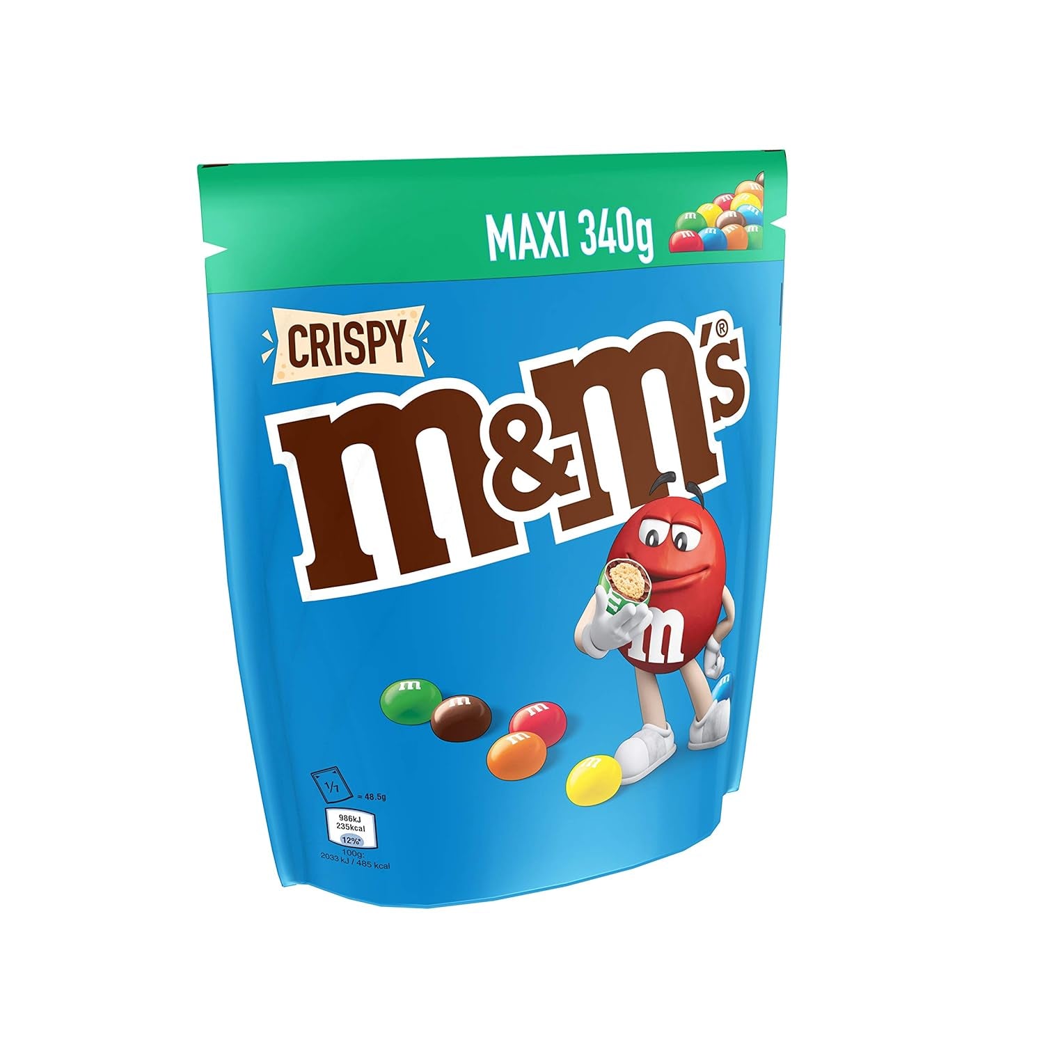 M&M'S Crispy, Chocolate Crispy Lentils and Crispy Center, Chocolate, 1 Pack (1 x 340g) (Pack of 2)