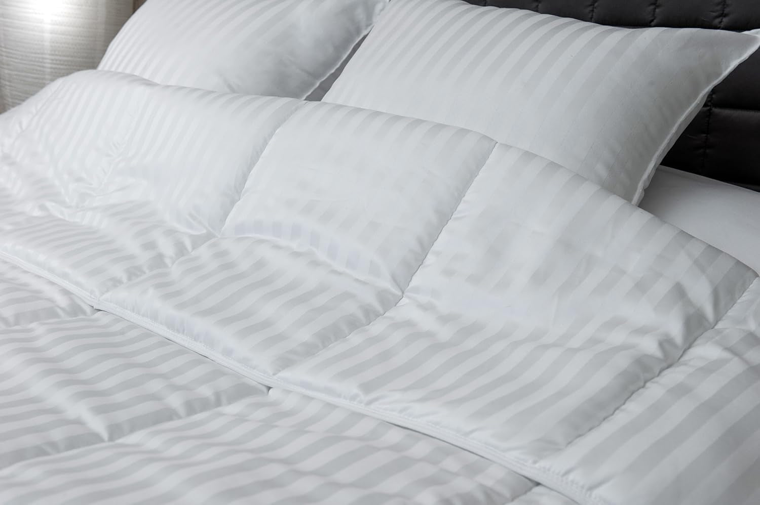 Warm, Satin, Striped, 400 G/M², 240 X 220 Cm, Microfiber, White, 240 X 220 Cm Duvets and quilts Naty Shop Default title