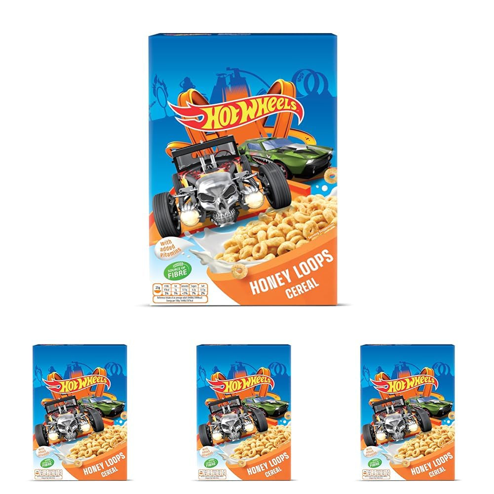 Hot Wheels Honey Loops Crunchy Whole Grain Breakfast Cereal with Added Vitamins, 1 Pack (1 x 375g)