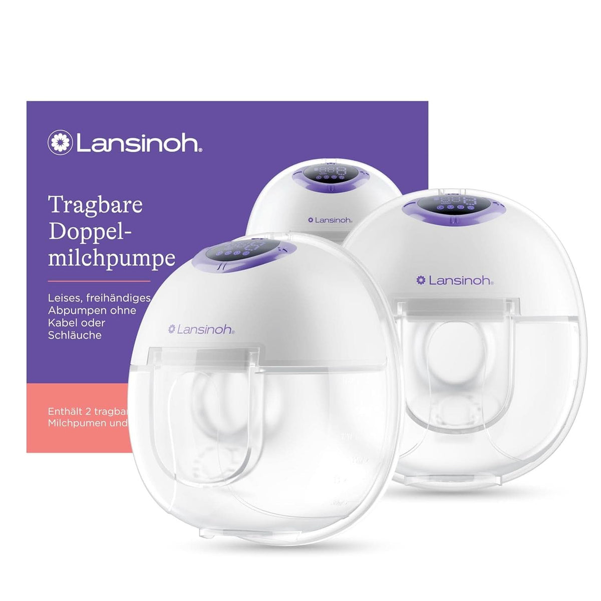 Lansinoh Tragbare Elektrische Doppelmilchpumpe – Freihändig Und Leise Abpumpen Ohne Kabel & Schläuche – Wiederaufladbarer Akku – Einfache Bedienung & Reinigung - Handsfree Accessories Food and Breastfeeding Bebe Naty Shop