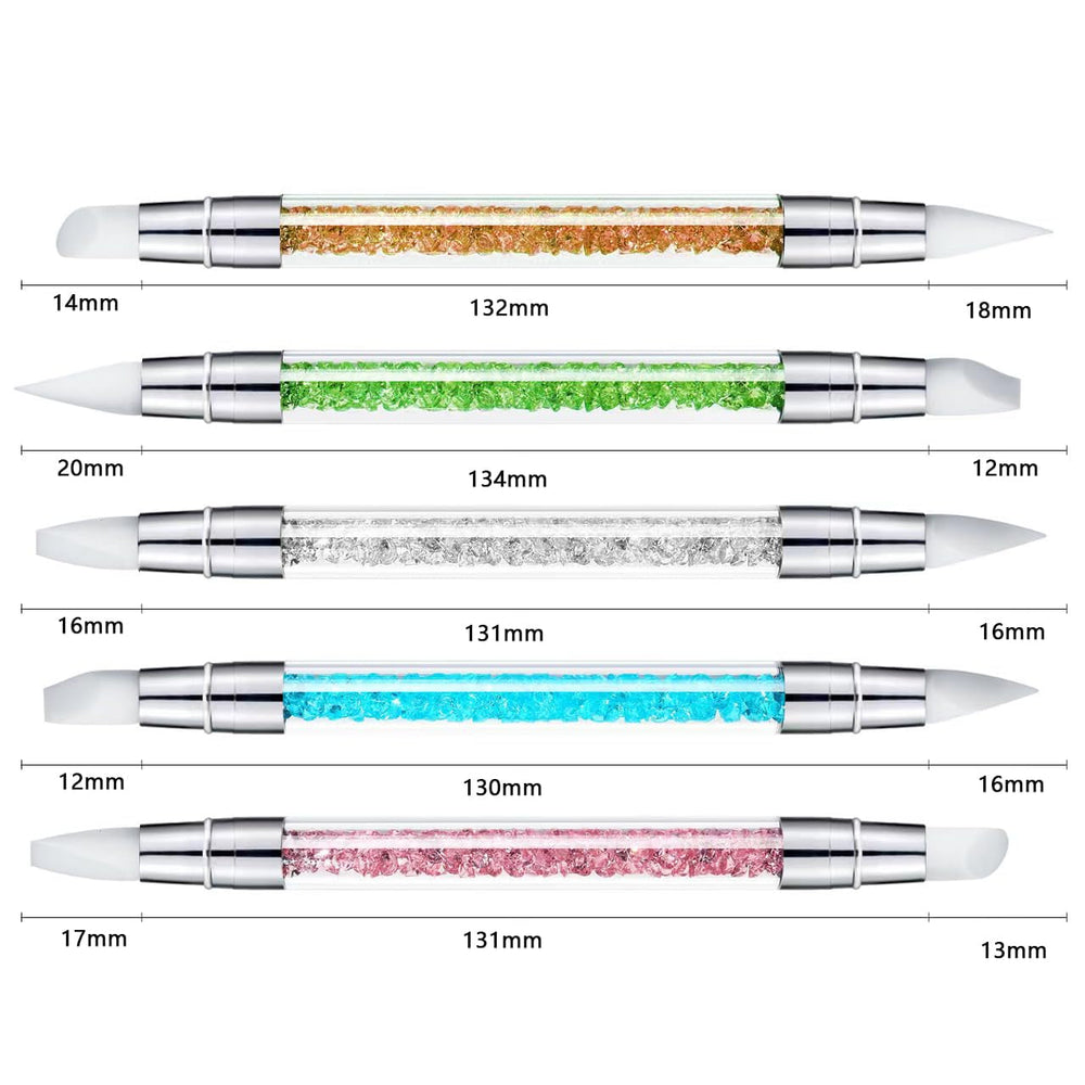 ZEOHBETY Nagelkunst-Skulpturstift, 5 Stück Doppelspitzen-Silikon-Nagelwerkzeuge Für Harz, Silikonpinsel, Acrylstift, Nagelkunst-Pinsel, Nagelfolienschnitzen, Zeichnen, Effekt, Formen, Zeichnen