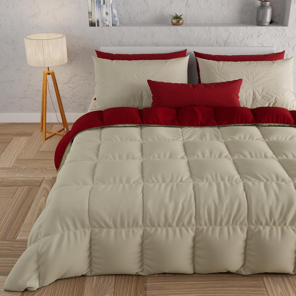 PETTI Artigiani Italiani - Double bed winter quilt, maxi, monochrome, double-sided, white, gray, 100% Made in Italy Quilts and quilts Naty Shop Bordeaux taupe Una Piazza E Mezza