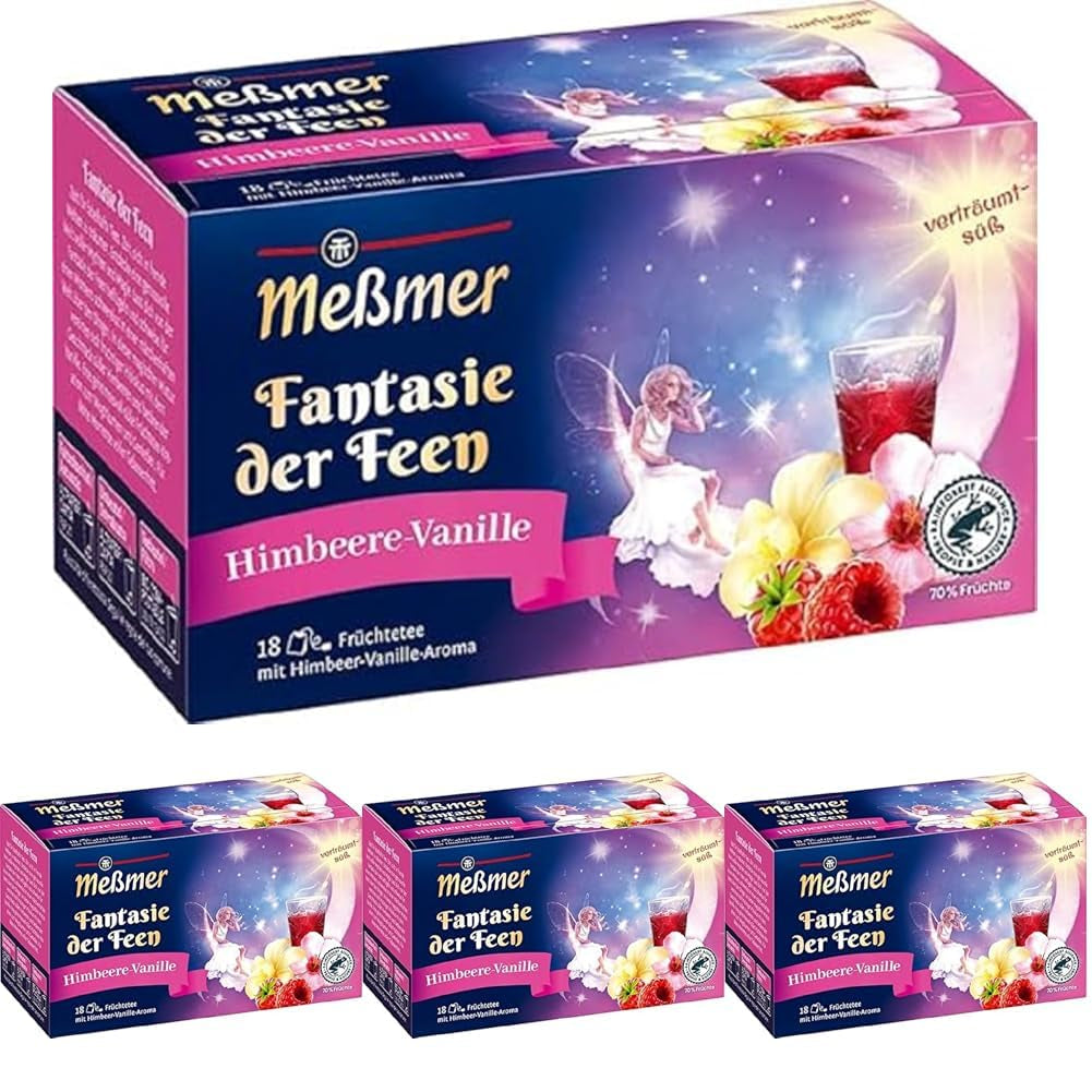 Meßmer Fantasie Der Feen / Zmeură-vanilie / Exclusiv online / 18 pliculețe de ceai / Vegan / Fără gluten / Fără lactoză
