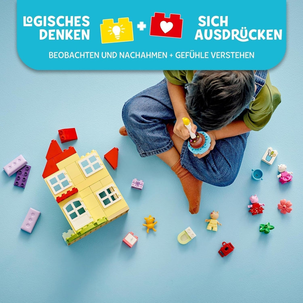 LEGO DUPLO Peppa's Birthday House: Creative 3-figure toy, build and rebuild toy house for 2-year-olds, boys and girls, promotes dexterity 10433 Building sets Besuche den LEGO-Store