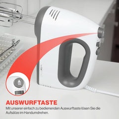 Clatronic Mixer | Kraftvoller 400 Watt-Motor | Hand mixer | Turbostufe & 5 Geschwindigkeitsstufen | Hand mixer | Spülmaschinengeeignete Edelstahlquirle Und -Knethaken | HM 3775 Kitchen Naty Shop