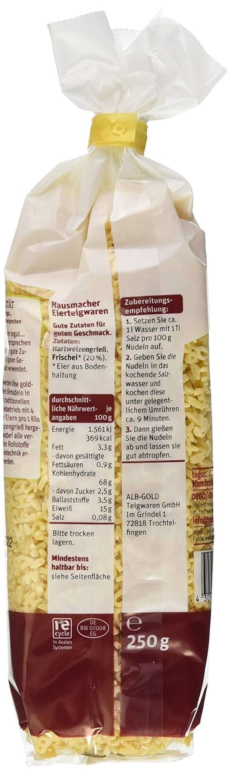 tegut... Eiernudel Buchstaben, 1 x 250 g
