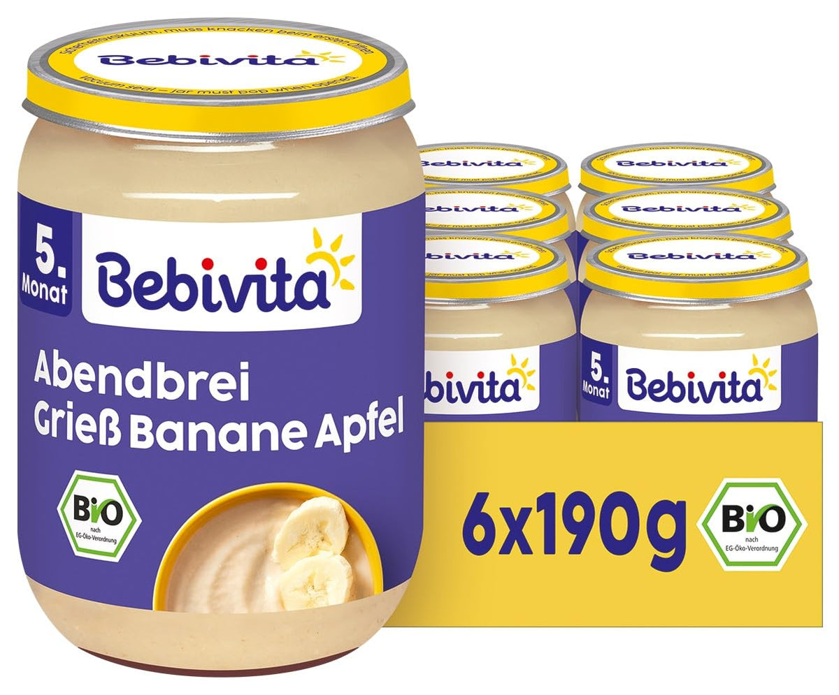 Semolina-banana-apple evening porridge, 190g pack of 6 (6x190g)