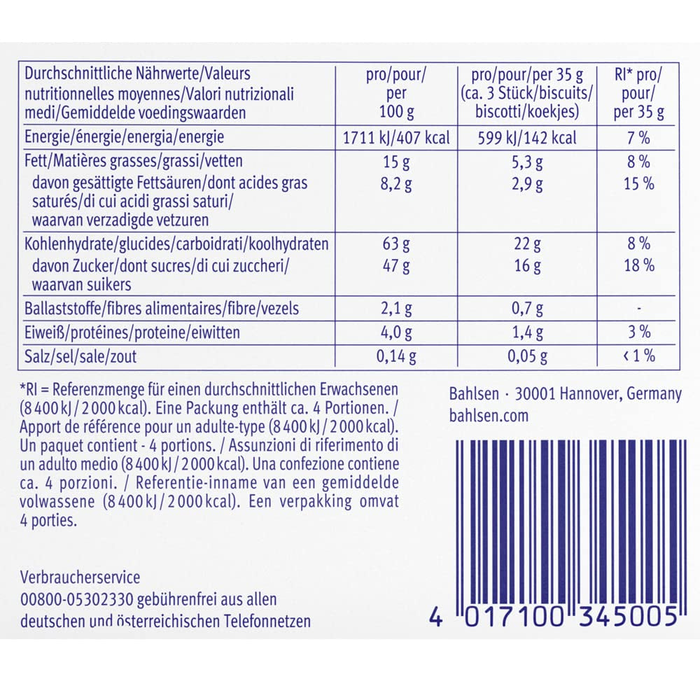 Bahlsen Messino Edelherb - Pachet de 4 - Aluat pufos cu umplutură de portocale și ciocolată Edelherb (1 x 125 g)