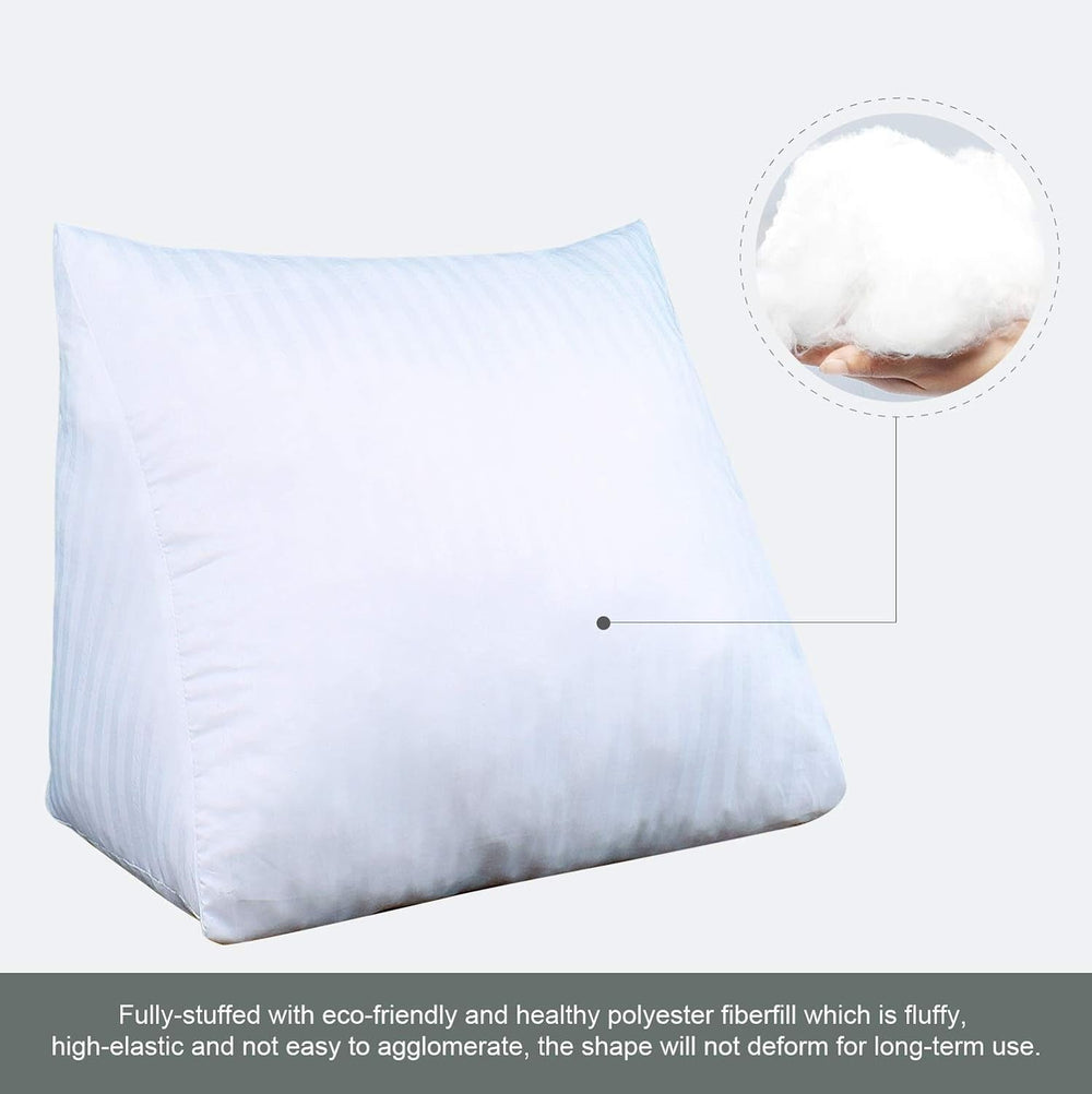 Pernă Johnear cu pană, pernă de citit pentru pat și canapea, pernă pentru spătar, pernă pentru tăblie, pernă lombară triunghiulară mare (gri, 45 cm)