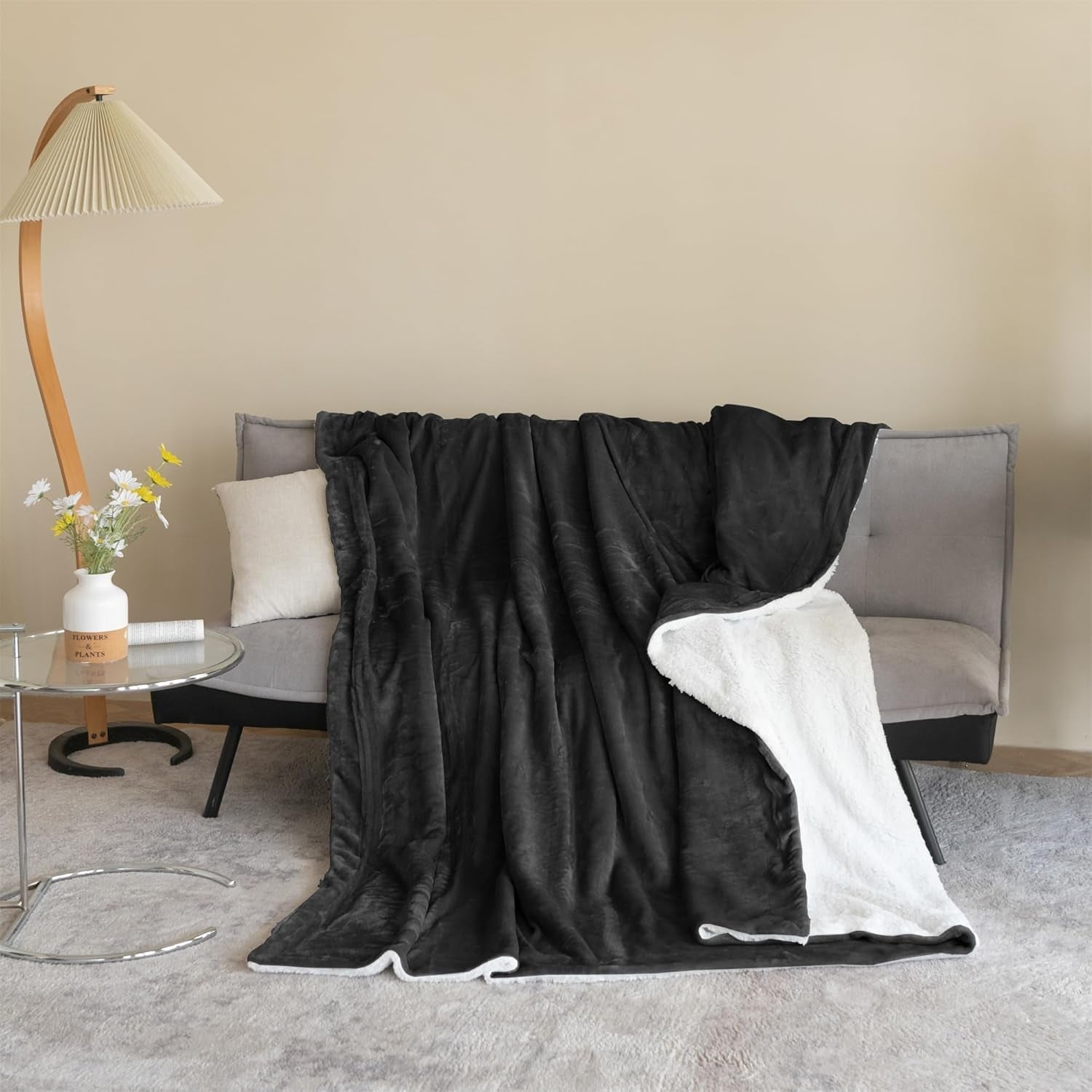 Cozy Blanket 150X200Cm Black Fleece Blanket Living Sherpa Blanket Sofa Throw Sofa Blanket Warm Winter Soft (Black, 150X200Cm) Good Nite Beds and Blankets