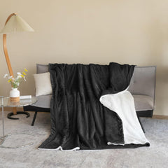 Cozy Blanket 150X200Cm Black Fleece Blanket Living Sherpa Blanket Sofa Throw Sofa Blanket Warm Winter Soft (Black, 150X200Cm) Good Nite Beds and Blankets