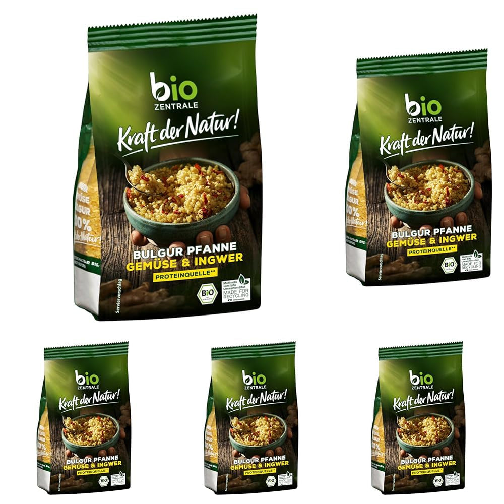 Biozentrale Bulgur in tray with vegetables and ginger | 200 g perfect for a quick takeaway meal | source of vegan protein | easy to prepare