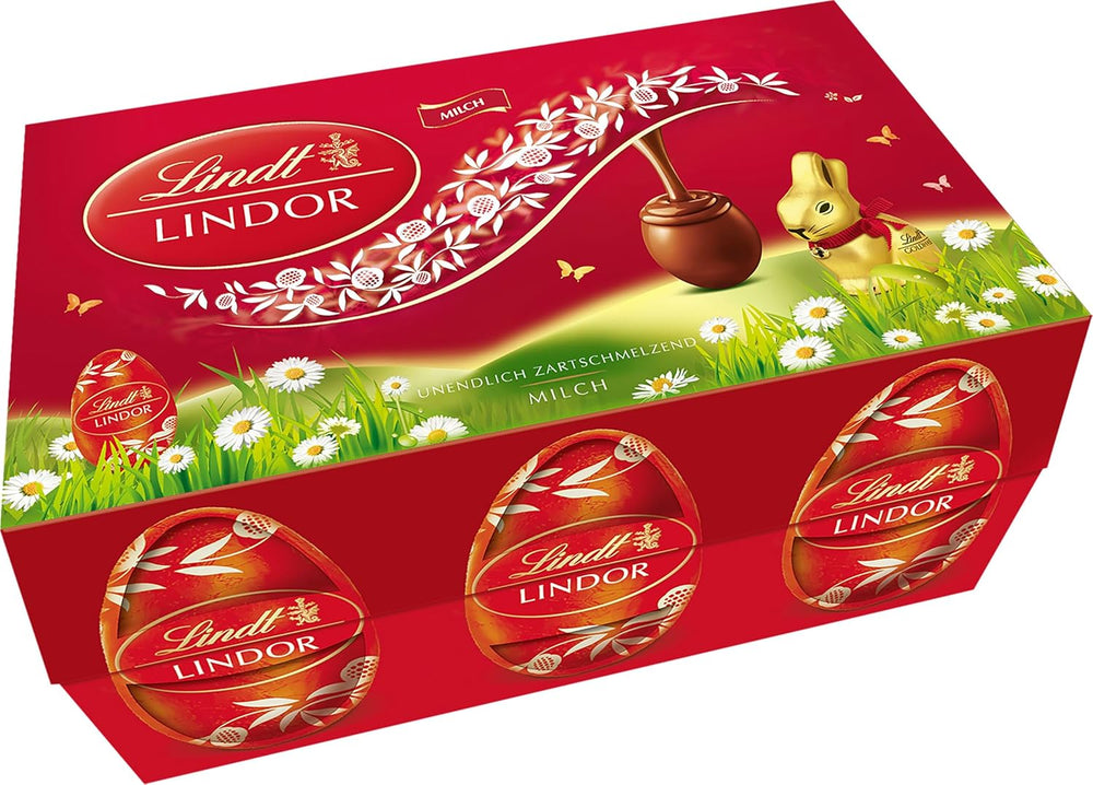 Easter Mix Lindt Chocolate LINDOR | Box 144g | LINDOR eggs that melt in your mouth in three variants: Milk chocolate, Dark chocolate, Hazelnut | Easter Chocolate | Gift of chocolate | 1 pack