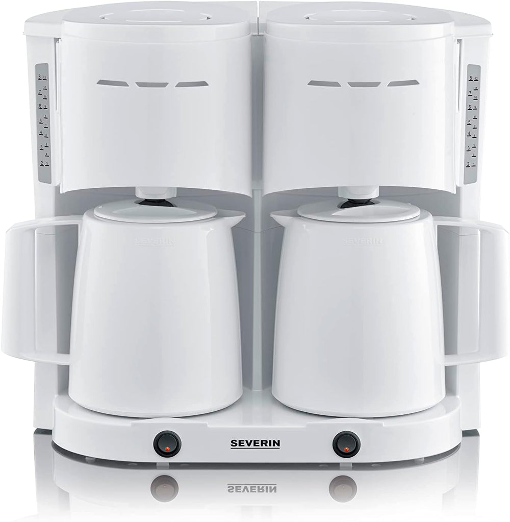 Aparat de cafea cu filtru SEVERIN Duo cu carafă termică, aparat de cafea pentru până la 16 cești, aparat de filtrare atractiv cu 2 carafe izolate, negru, KA 9315